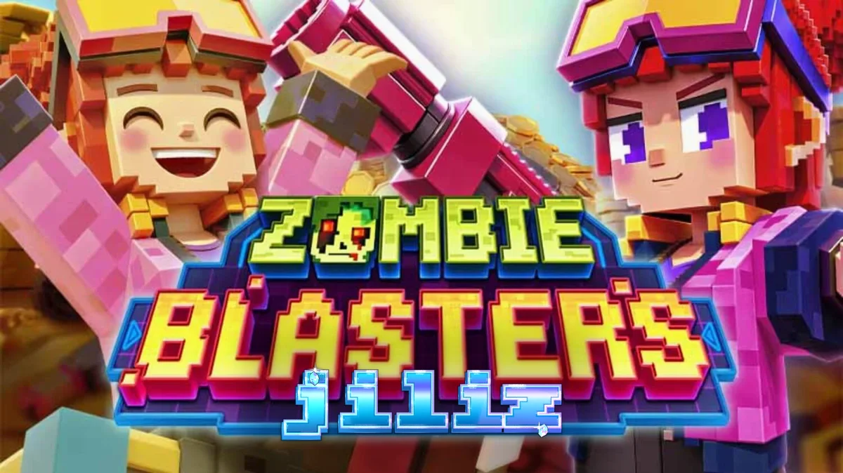 Isang screen ng Zombie Blasters slot na nagpapakita ng retro arcade theme at cascading reels.
